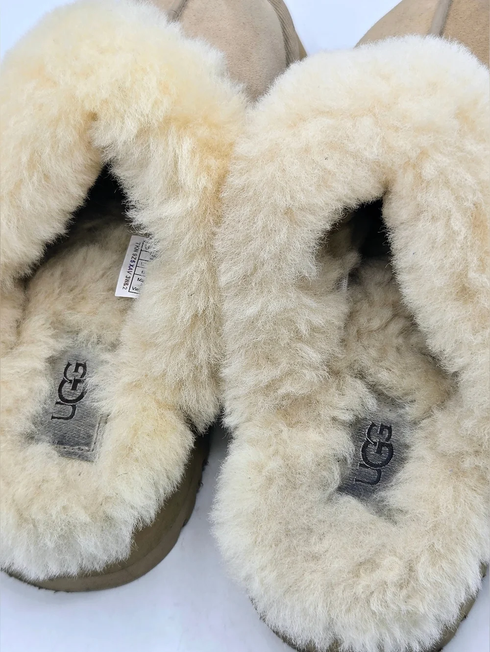 UGG Disquette Platform Suede Fur Slides Sand Size 6 - Picture 6 of 15